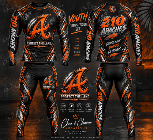 210 Apaches Youth Compression Set front and back mockup by Char & Charm Kreations