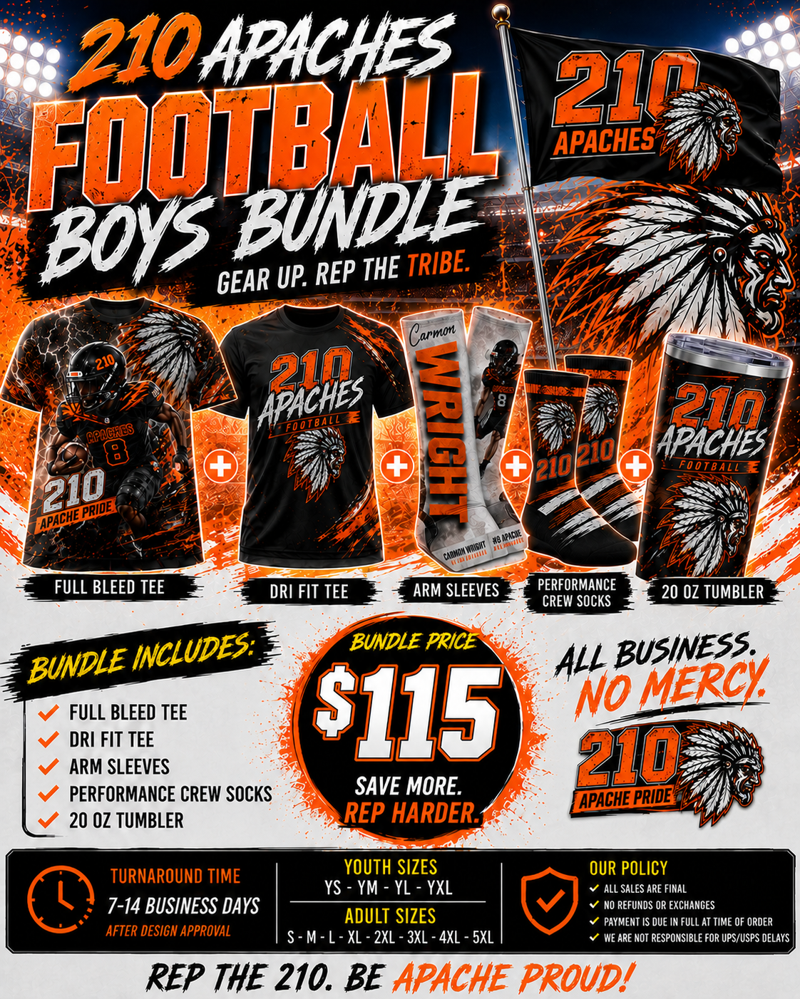 210 Apaches Football Boys Bundle