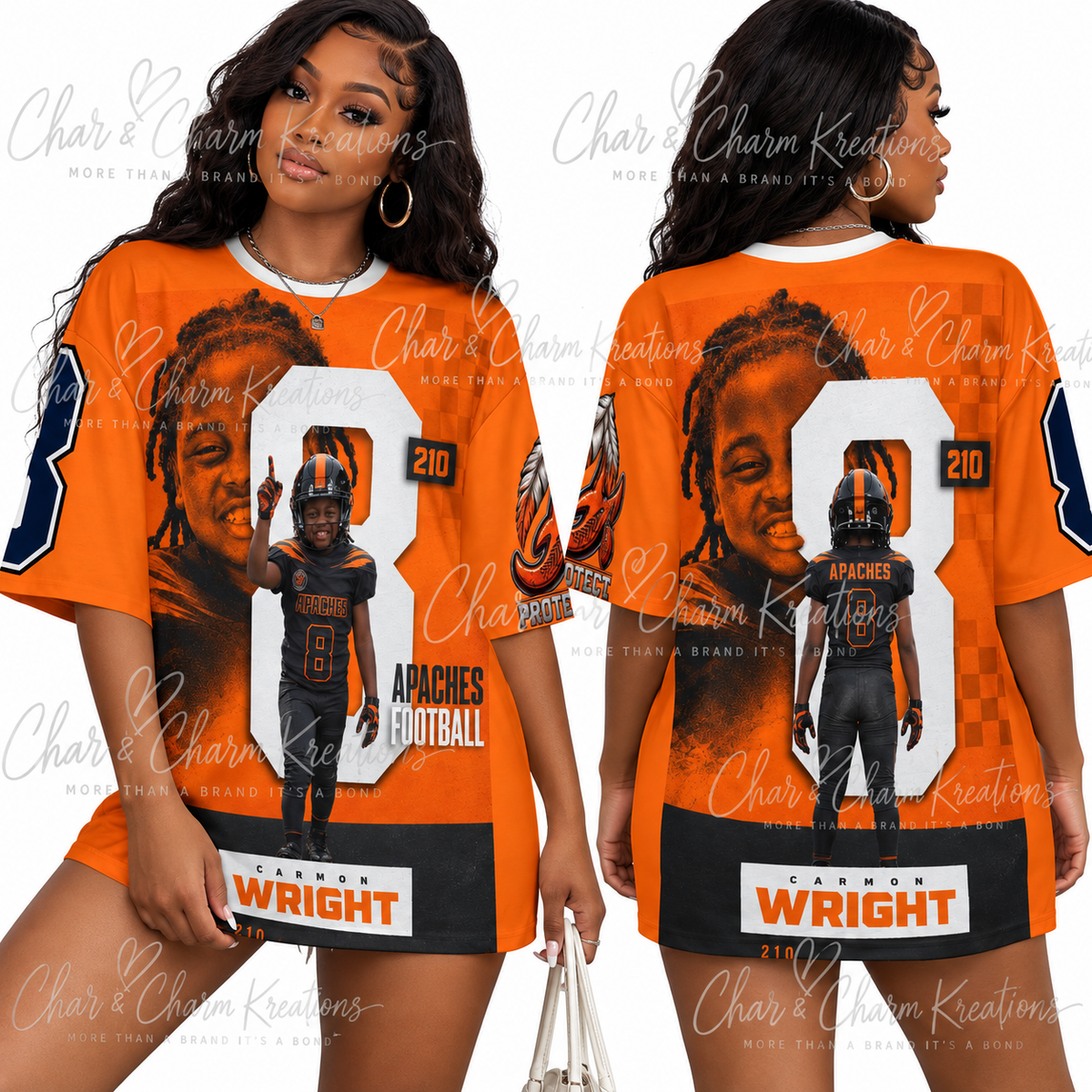 Custom Football Mom Full-Bleed Tee by Char & Charm Kreations