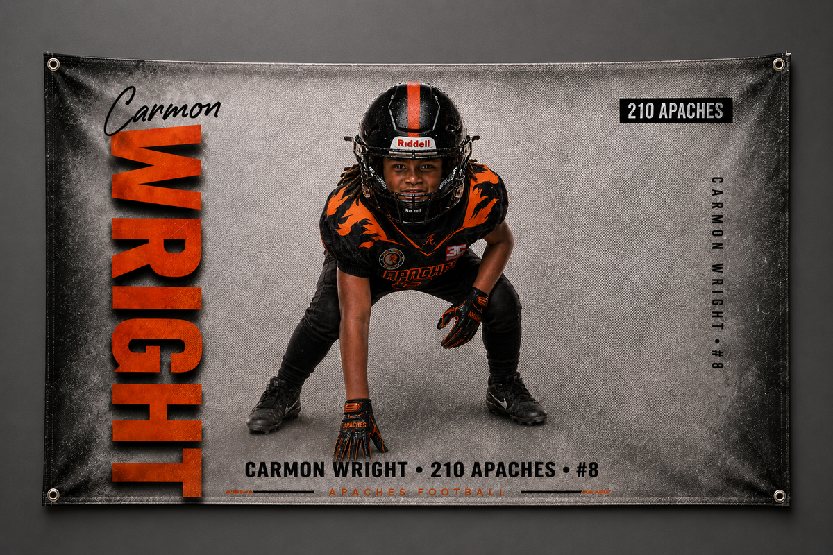 Custom 3 by 5 foot sports player vinyl banner mockup