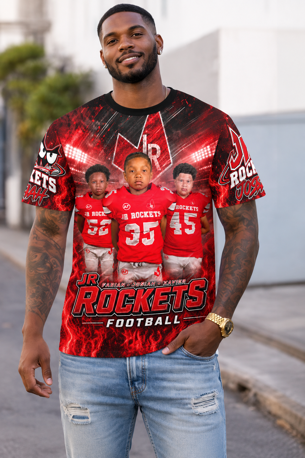 Adult JR Rockets full bleed football shirt mockup