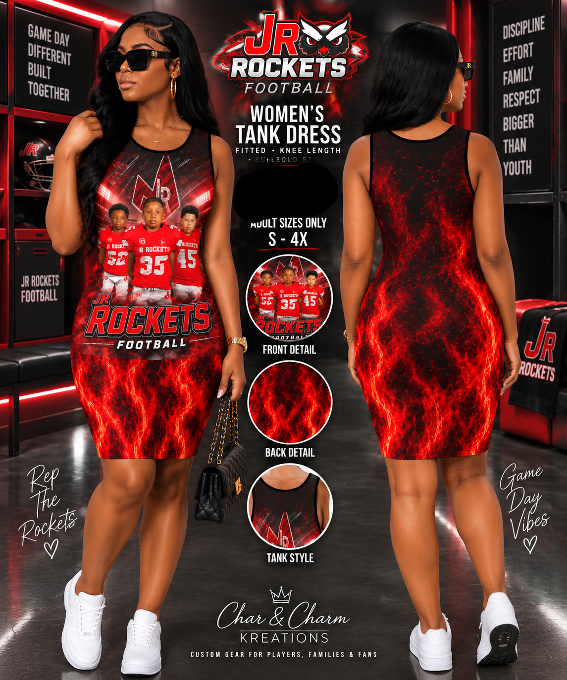 JR Rockets women's fitted knee-length tank dress